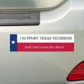 Ich stütze Texas-Sezession Autoaufkleber (Auf Auto)