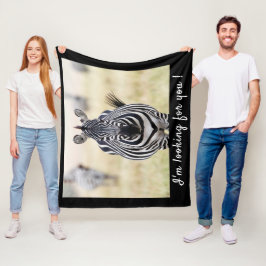 Ich suche Sie nach Zebra-Foto mit Text Fleecedecke