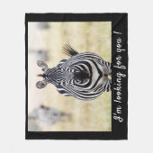 Ich suche Sie nach Zebra-Foto mit Text Fleecedecke (Vorderseite)