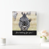 Ich suche Sie nach Zebra-Foto mit Text Quadratische Wanduhr (Zuhause)
