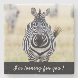 Ich suche Sie nach Zebra-Foto mit Text Steinuntersetzer