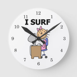 Ich surfe im Web Runde Wanduhr
