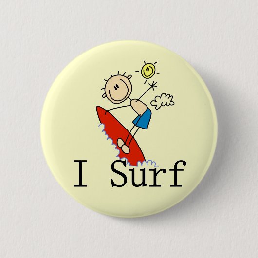 Ich surfe T-Shirts und Geschenke Button (Vorderseite)