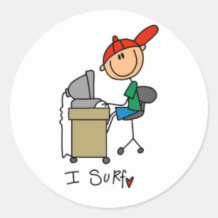 Ich surfe T-Shirts und Geschenke Runder Aufkleber