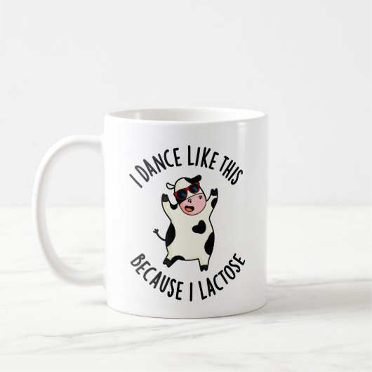 Ich tanze so, weil ich laktosewitzige Kuh Puppe Kaffeetasse (Links)