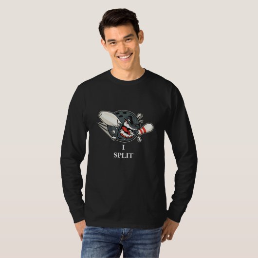 „Ich teile Bowling“ Basic Langarm T-Shirt (Vorne ganz)