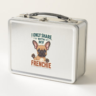 Ich teile nur mit meinem Frenchie Vintage Französi Metall Brotdose