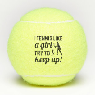 Ich Tennis wie ein Mädchen Behalt auf Tennisbälle