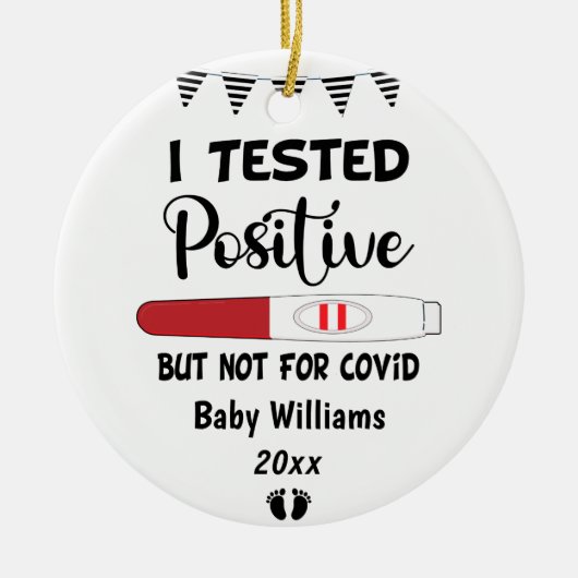 Ich testete positives, lustiges Schwangentuch Keramik Ornament (Vorne)