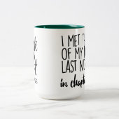 Ich traf den Mann meiner Träume gestern Abend… Zweifarbige Tasse (Mittel)