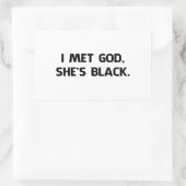 Ich traf Gott und sie ist schwarz Rechteckiger Aufkleber (Tasche)