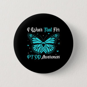 Ich trage Aquamarin für das Ptsd-Bewusstsein Butte Button