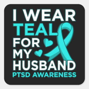 Ich trage Aquamarin für meine Leseratte PTSD Aware Quadratischer Aufkleber