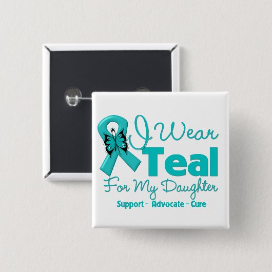 Ich trage Aquamarin für meine Tochter Button (Vorne & Hinten)