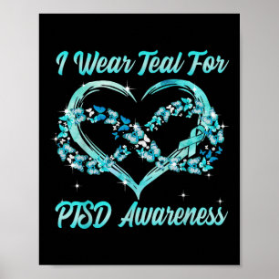 Ich trage Aquamarin für Ptsd Awareness Heart Butte Poster