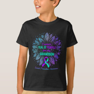 Ich trage Aquamarin Lila für Grandson Suizidpräven T-Shirt