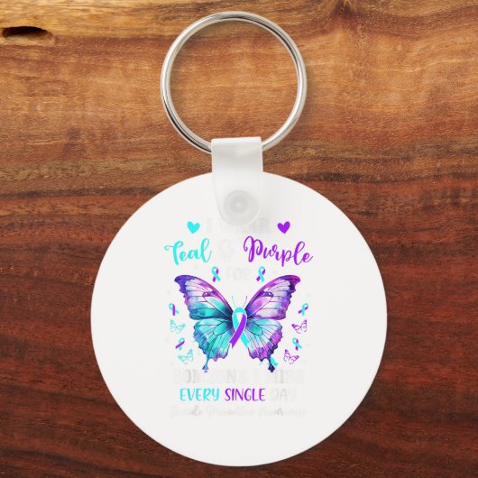 Ich trage Aquamarin Lila für jemanden zur Suizidpr Schlüsselanhänger (Vorderseite)