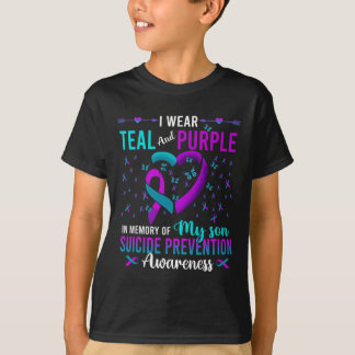 Ich trage Aquamarin Lila für meine Sohn Suizidpräv T-Shirt