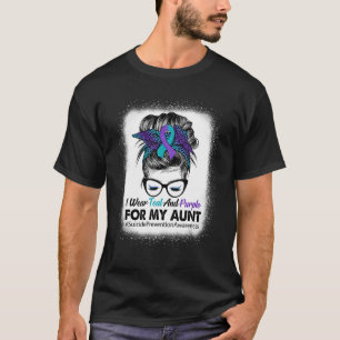 Ich trage Aquamarin Lila für Tante Suizidpräventio T-Shirt