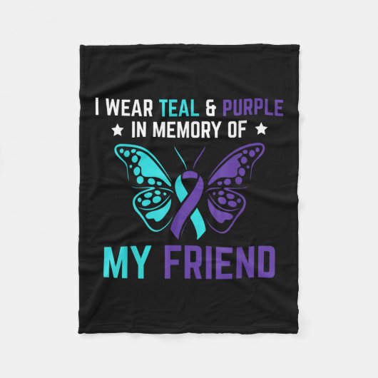 Ich trage Aquamarin Lila im Gedenken an meinen Fre Fleecedecke (Vorderseite)