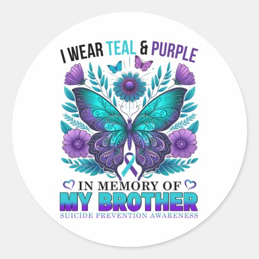 Ich trage Aquamarin Lila in Erinnerung an meinen B Runder Aufkleber (Vorderseite)