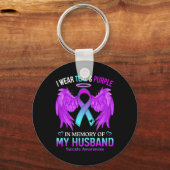 Ich trage Aquamarin Lila in Erinnerung an meinen S Schlüsselanhänger (Rückseite)