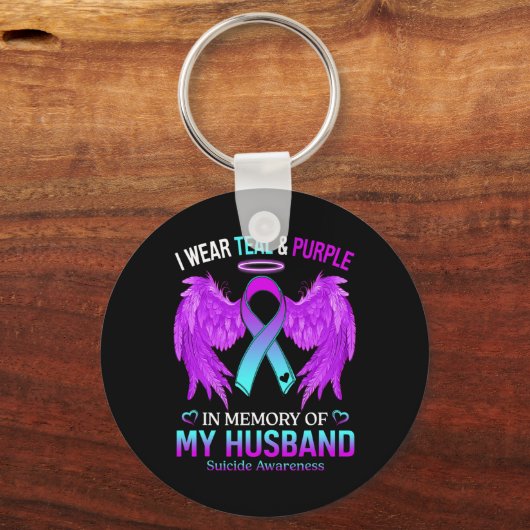 Ich trage Aquamarin Lila in Erinnerung an meinen S Schlüsselanhänger (Vorderseite)