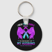 Ich trage Aquamarin Lila in Erinnerung an meinen S Schlüsselanhänger (Rückseite)