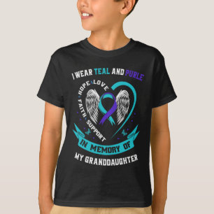 Ich trage Aquamarin und Lila für den Selbstmord de T-Shirt