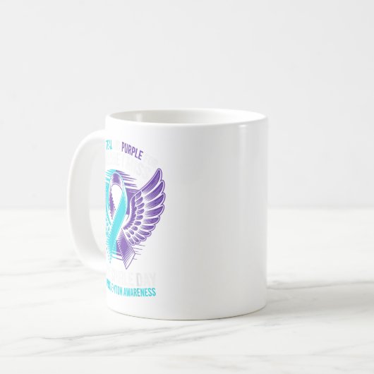 Ich trage Aquamarin und Lila für einen Selbstmord Kaffeetasse (Vorderseite Links)