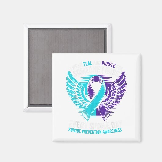 Ich trage Aquamarin und Lila für einen Selbstmord Magnet (Vorderseite/Rückseite)
