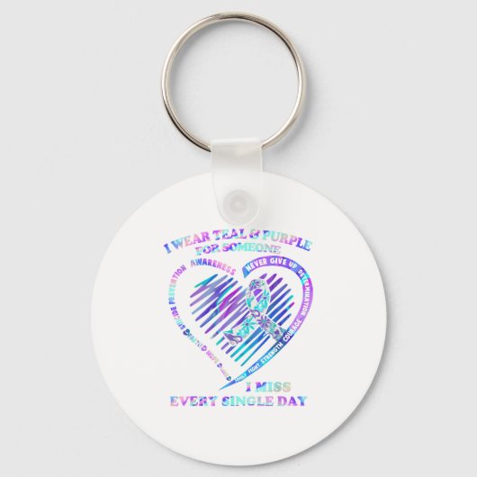 Ich trage Aquamarin und Lila für jemanden, den ich Schlüsselanhänger (Vorderseite)