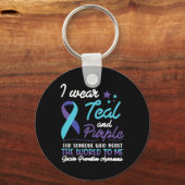 Ich trage Aquamarin und Lila für jemanden, der das Schlüsselanhänger (Vorderseite)