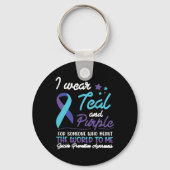 Ich trage Aquamarin und Lila für jemanden, der das Schlüsselanhänger (Rückseite)