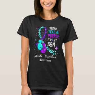 Ich trage Aquamarin und Lila für meine Sohn Suizid T-Shirt