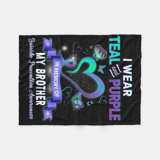 Ich trage Aquamarin und Lila für meinen Bruder Sui Fleecedecke (Vorderseite (Horizontal))