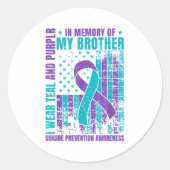 Ich trage Aquamarin und Lila für meinen Bruder Sui Runder Aufkleber (Vorderseite)