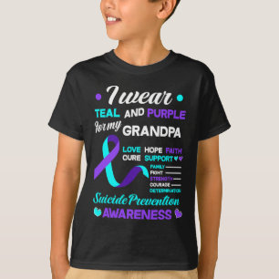 Ich trage Aquamarin und Lila für meinen Opa Suizid T-Shirt
