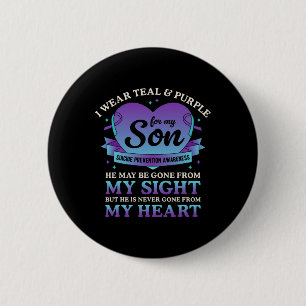 Ich trage Aquamarin und Lila für meinen Sohn Suizi Button