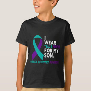 Ich trage Aquamarin und Lila für meinen Sohn Suizi T-Shirt