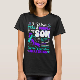 Ich trage Aquamarin und Lila für meinen Sohn Suizi T-Shirt