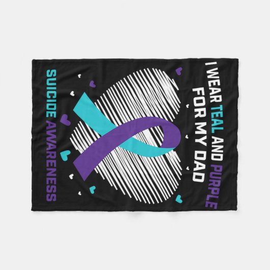 Ich trage Aquamarin und Lila für Vater Selbstmord Fleecedecke (Vorderseite (Horizontal))