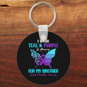 Ich trage Aquamarin und Lila im Gedenken an die Br Schlüsselanhänger (Vorderseite)