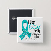Ich trage Aquamarine Ribbon-Ovarialkarzinom Schwie Button (Vorne & Hinten)