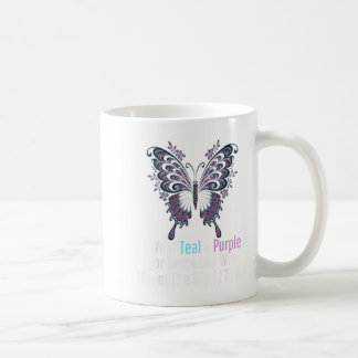 Ich trage Aquamarine und Lila Schmetterlingsopfer- Kaffeetasse