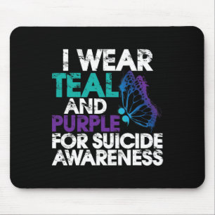 Ich trage Aquamarine und Lila Unterstützung Selbst Mousepad