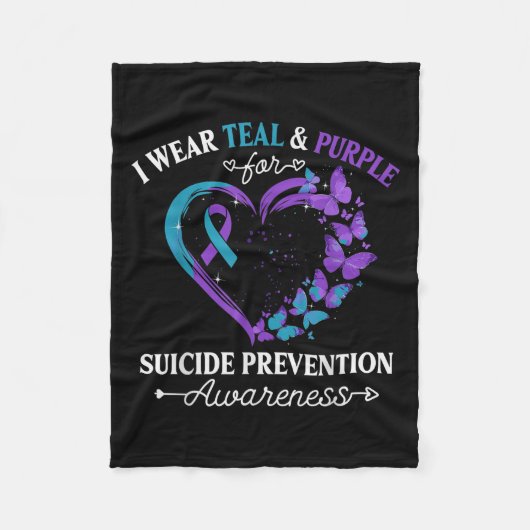 Ich trage Aquamarinen & Lila für die Suizidprä Fleecedecke (Vorderseite)