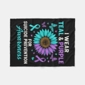 Ich trage Aquamarinen & Lila für die Suizidprä Fleecedecke (Vorderseite (Horizontal))