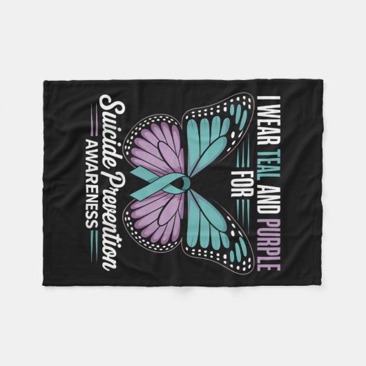 Ich trage Aquamarinen & Lila für die Suizidprä Fleecedecke (Vorderseite (Horizontal))