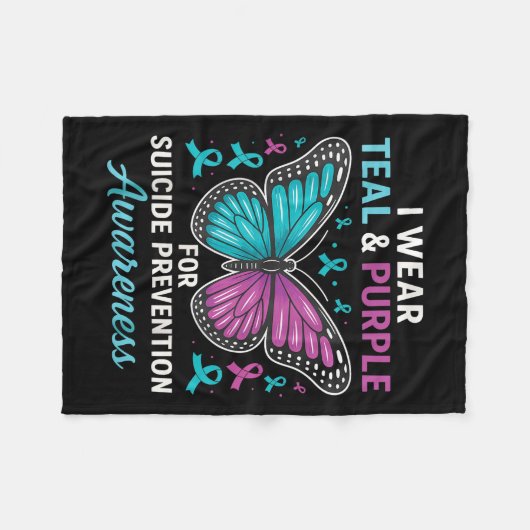 Ich trage Aquamarinen & Lila für die Suizidprä Fleecedecke (Vorderseite (Horizontal))